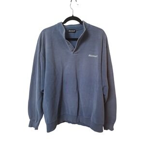 Vintage Microsoft Blue Henley Pullover Sweatshirt Mock Neck Tech Promo XL